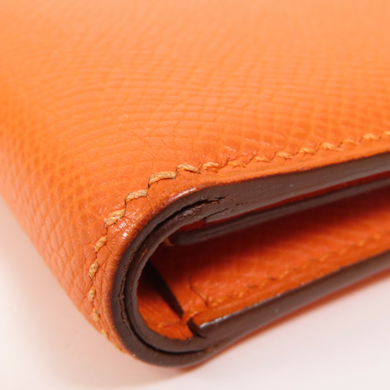 HERMES Epsom皮革Wallet錢包Orange-9