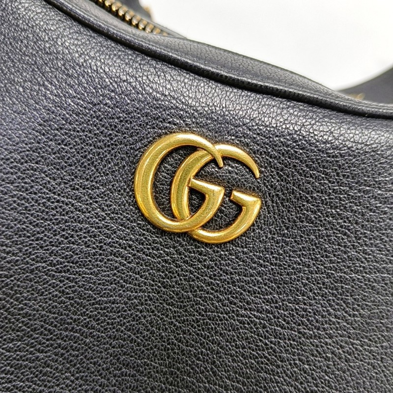 GUCCI Aphrodite 小號 黑色牛皮單肩包手提包斜挎包 金色五金 2條可拆卸肩帶-7