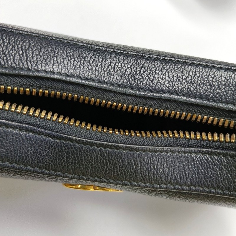 GUCCI Aphrodite 小號 黑色牛皮單肩包手提包斜挎包 金色五金 2條可拆卸肩帶-9