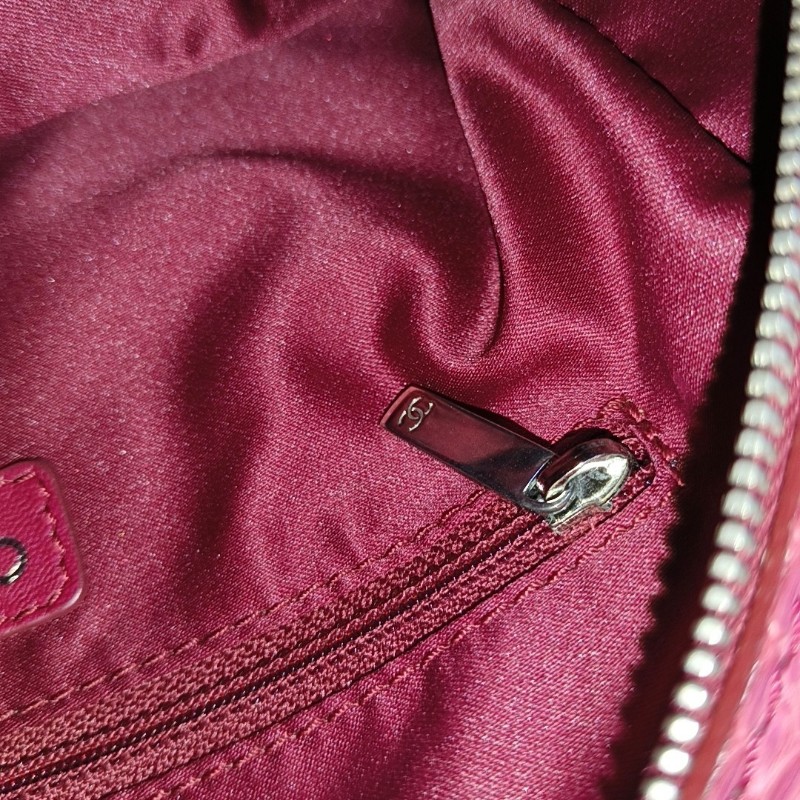 CHANEL 粉紅色蛇皮菱格紋絎縫單肩包 銀色五金 17開 9.8新-11