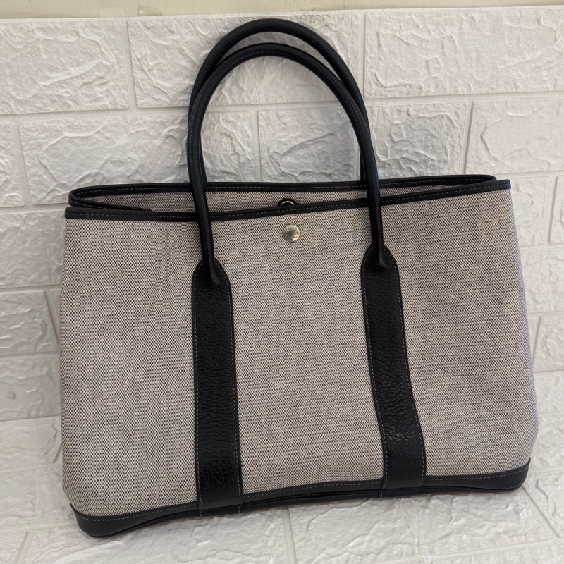 Hermes灰色帆布黑邊GP36-0