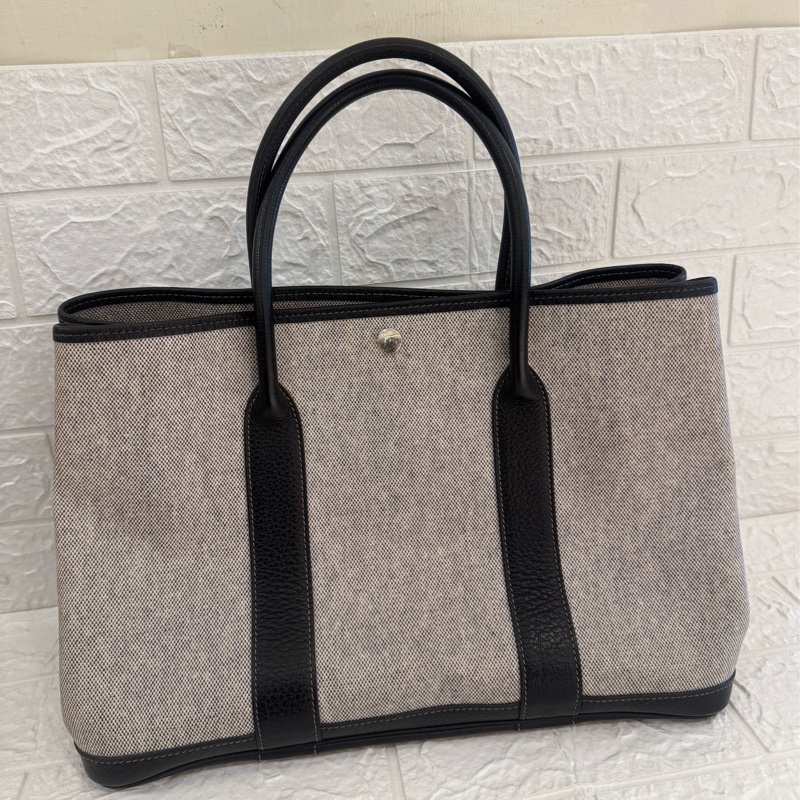 Hermes灰色帆布黑邊GP36-1