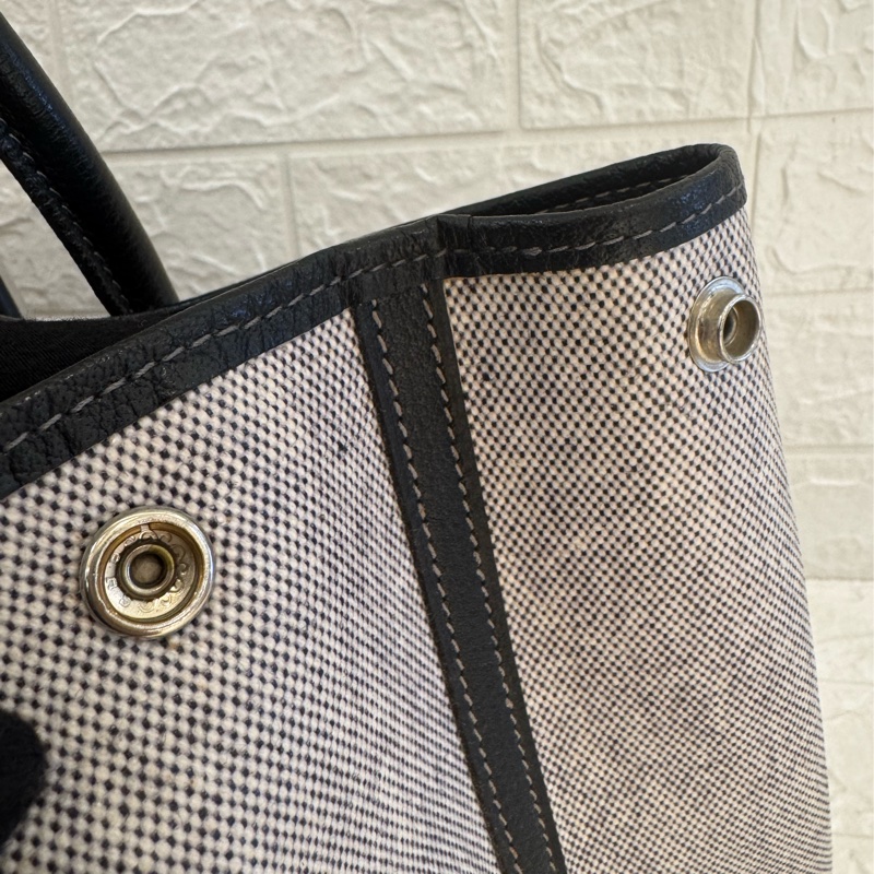 Hermes灰色帆布黑邊GP36-25