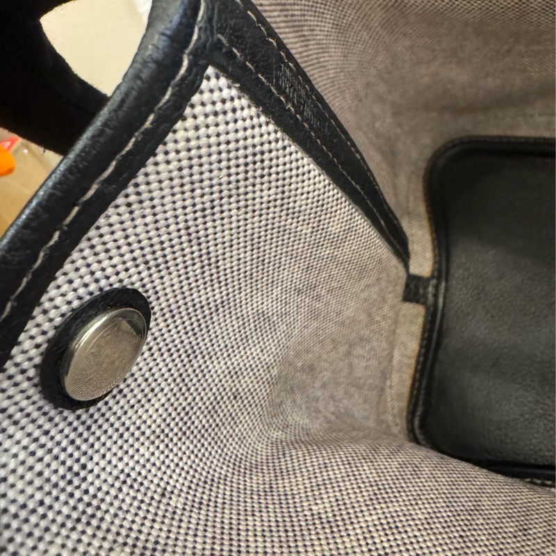 Hermes灰色帆布黑邊GP36-34