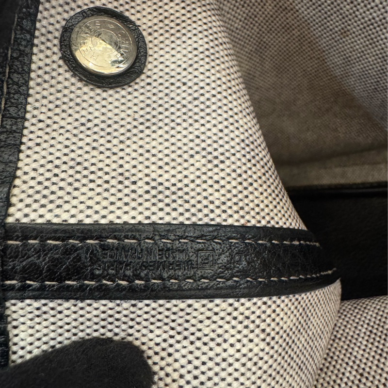 Hermes灰色帆布黑邊GP36-35