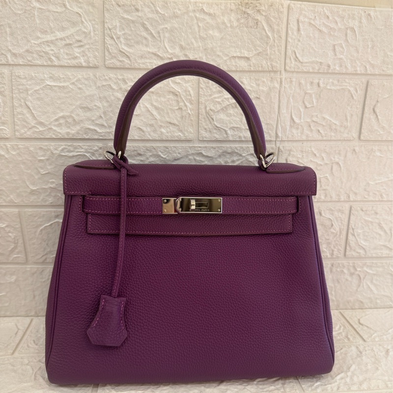 Hermes紫色銀釦kelly28 紫進不出✨-0
