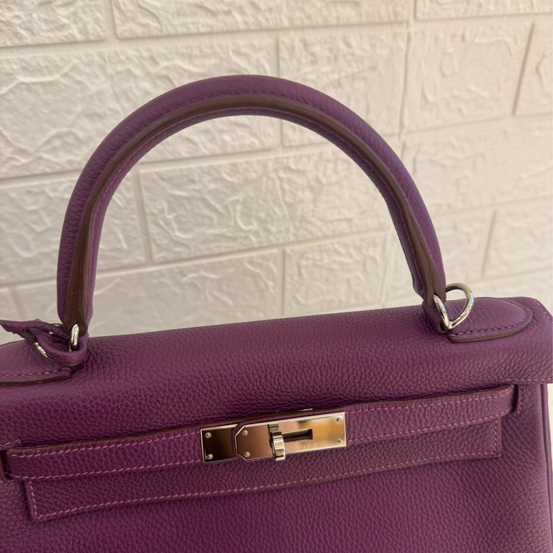 Hermes紫色銀釦kelly28 紫進不出✨-10