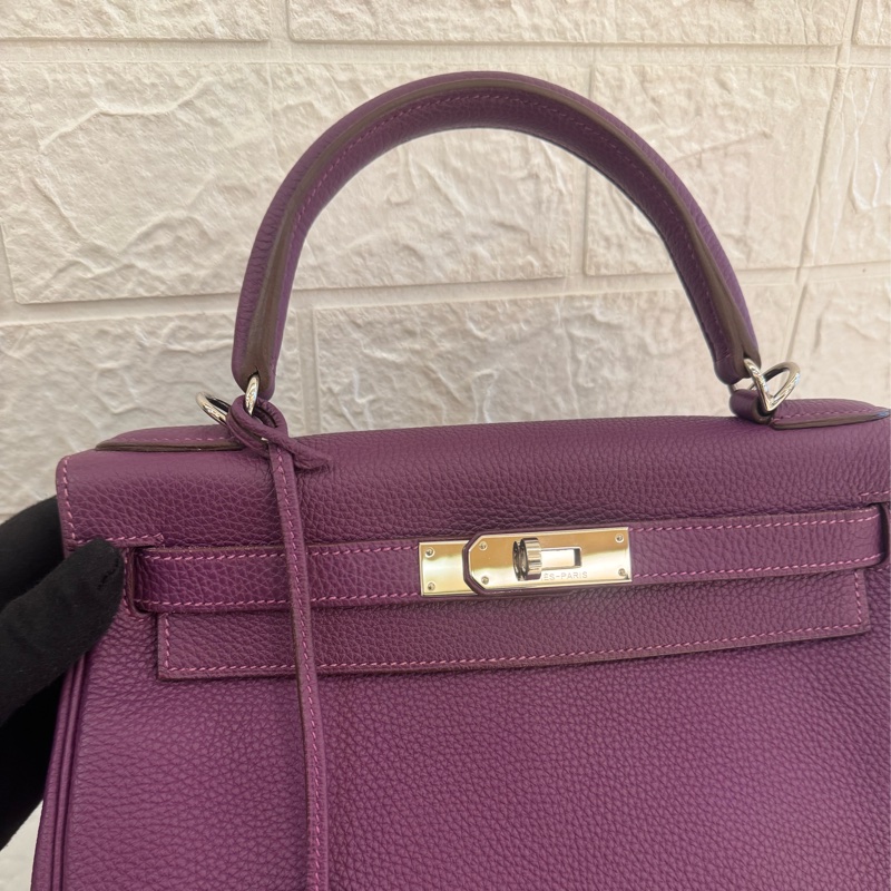 Hermes紫色銀釦kelly28 紫進不出✨-14