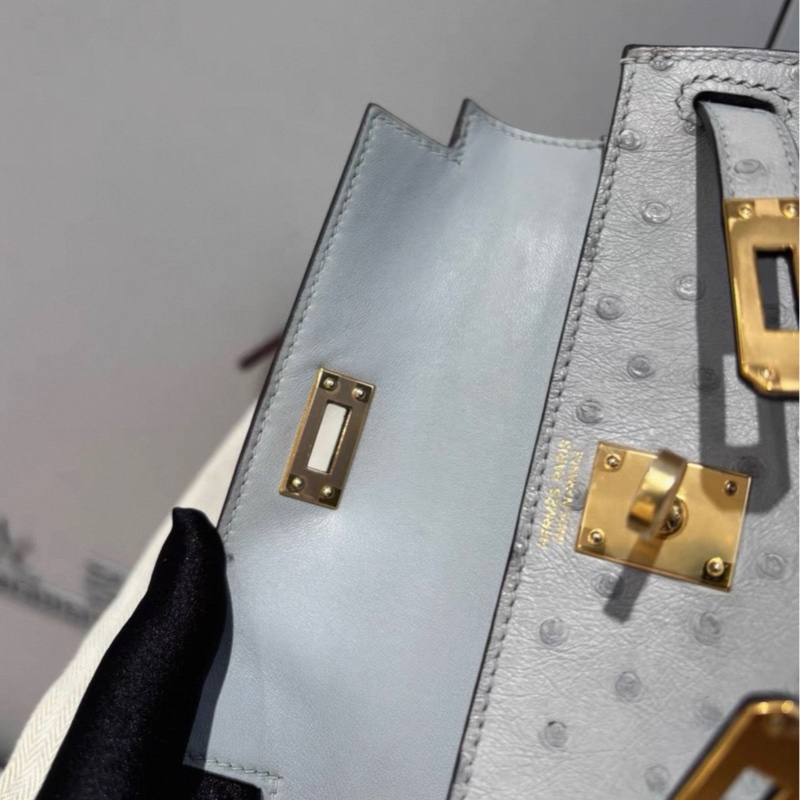 有購證🩷 Hermes 8U 鴕鳥皮 mini Kelly二代 金扣 原膜 Y刻 有票據-2