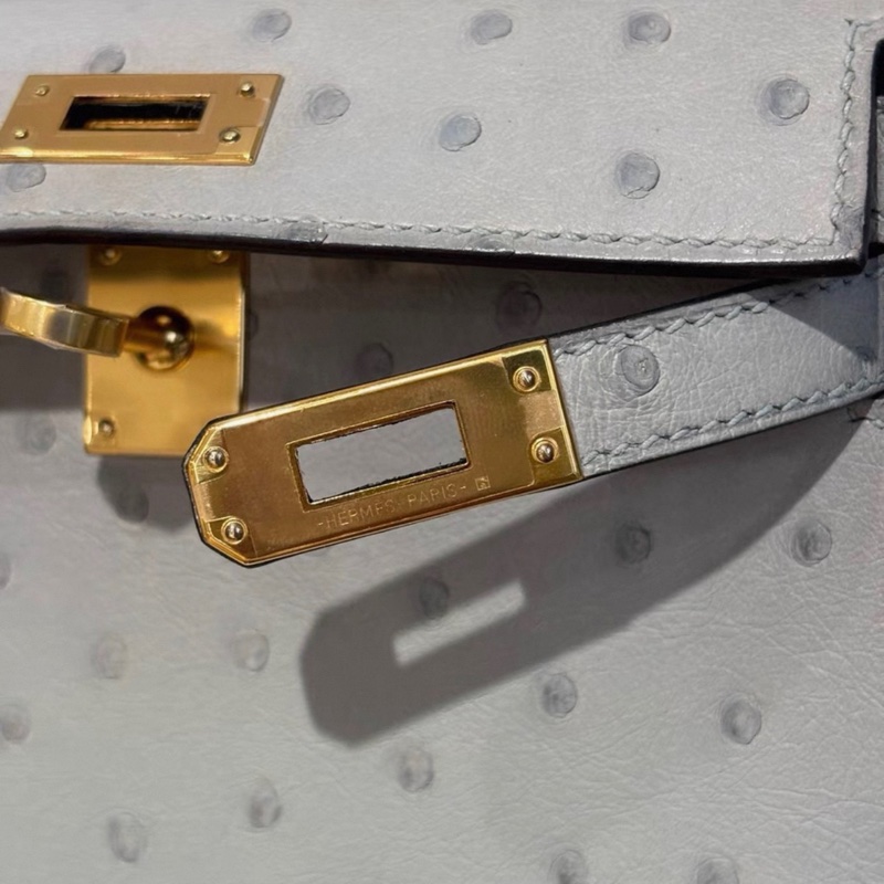 有購證🩷 Hermes 8U 鴕鳥皮 mini Kelly二代 金扣 原膜 Y刻 有票據-5