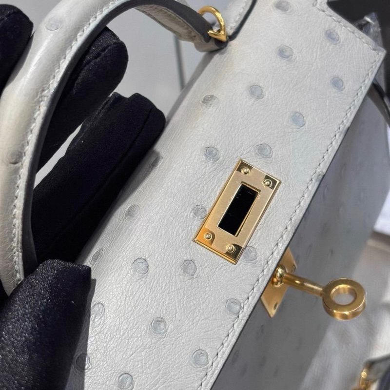 有購證🩷 Hermes 8U 鴕鳥皮 mini Kelly二代 金扣 原膜 Y刻 有票據-8