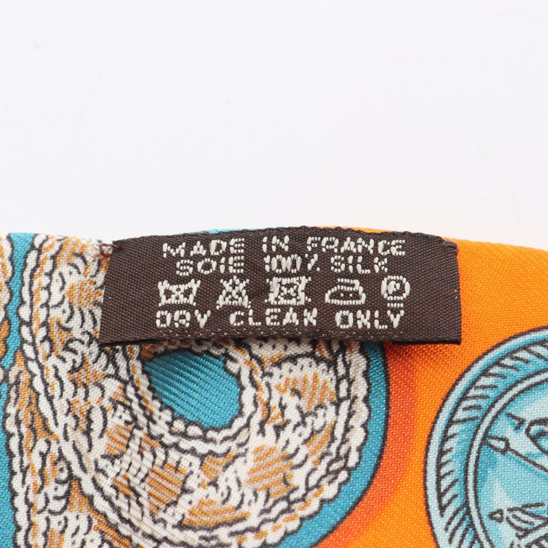 愛馬仕 Twilly 肩章絲巾,橘色多色絲巾,二手女款-2