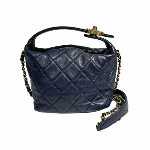 CHANEL CHAIN SHOULDER BAG NAVY GHW [A05338]