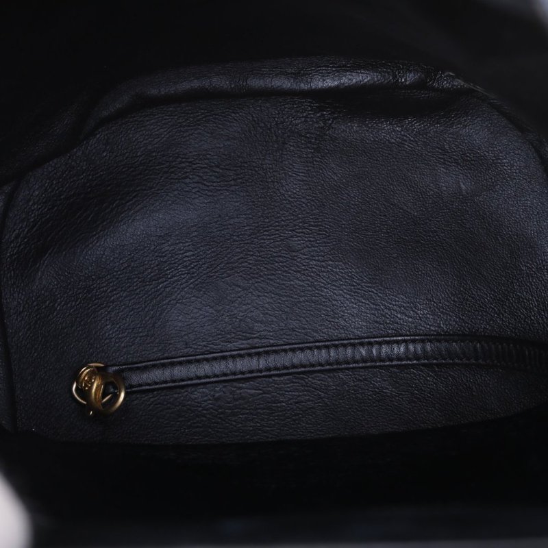 CHANEL VanityCase雙肩包22黑色荔枝牛皮25開金扣雙C大LOGO菱格紋肩背包-2