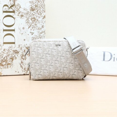 DIOR oblique經典刺繡滿印老花相機包白色帆布2019肩背包