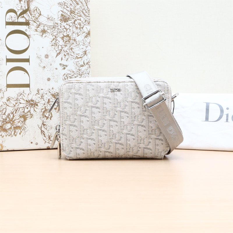 DIOR oblique經典刺繡滿印老花相機包白色帆布2019肩背包-0