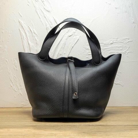 HERMES Picotin22菜籃子89黑色銀扣U刻肩背包