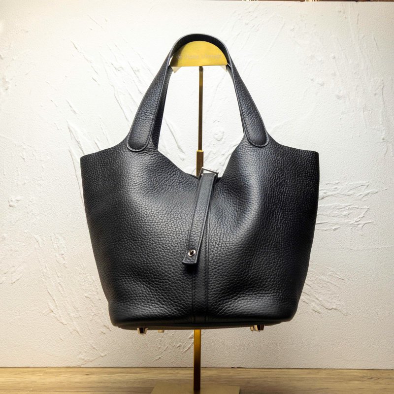 HERMES Picotin22菜籃子89黑色銀扣U刻肩背包-1