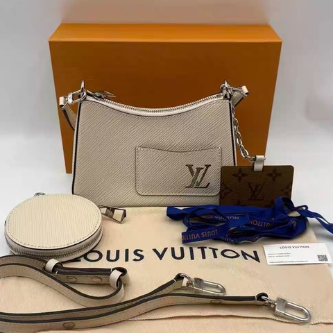 新款芯片款！Louis Vuitton LV Marellini 白色水波紋子母袋二合一鏡子