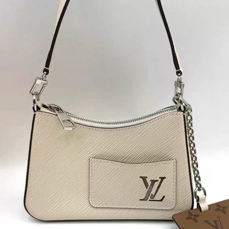 新款芯片款!Louis Vuitton LV Marellini 白色水波紋子母袋二合一鏡子-1