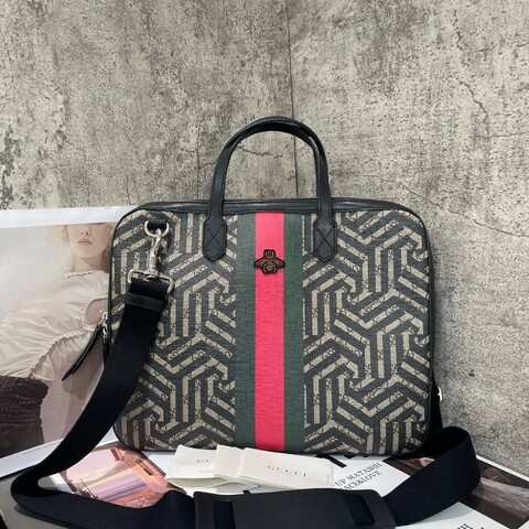 Gucci 蜜蜂公文包電腦公事包 手提包肩背包 肩帶可拆卸