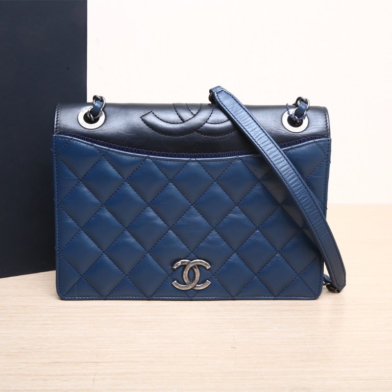 CHANEL 中古金色窗花耳夾肩背包-0