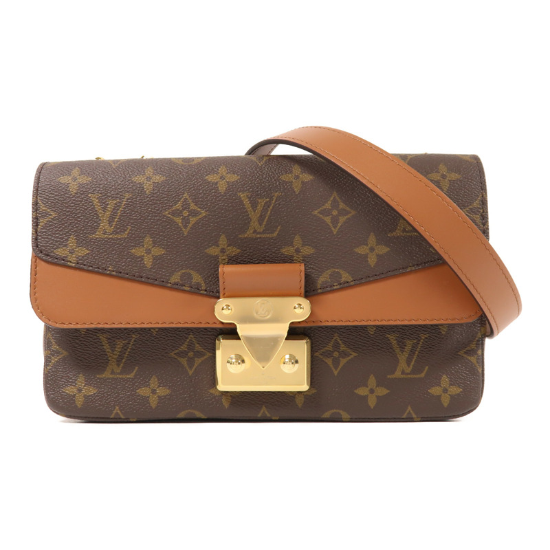 LOUIS VUITTON Monogram Marceau金扣鏈帶肩背袋棕色-0