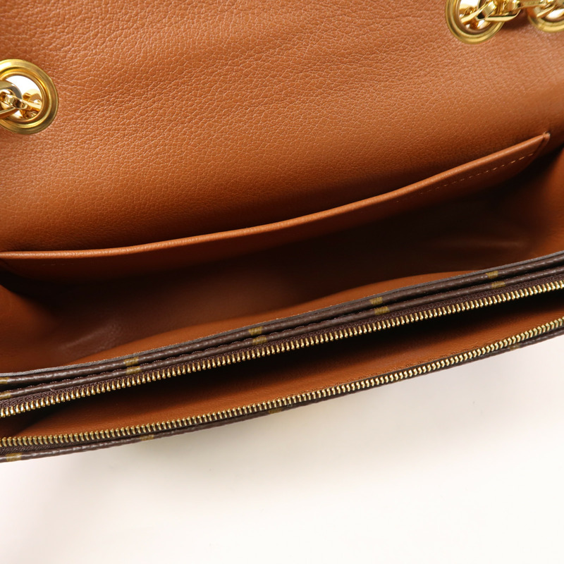 LOUIS VUITTON Monogram Marceau金扣鏈帶肩背袋棕色-4