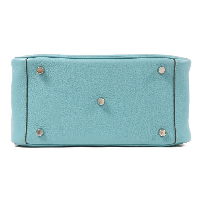 HERMES Clemence皮革Lindy 26銀扣手挽肩背兩用袋Blue Atoll-3