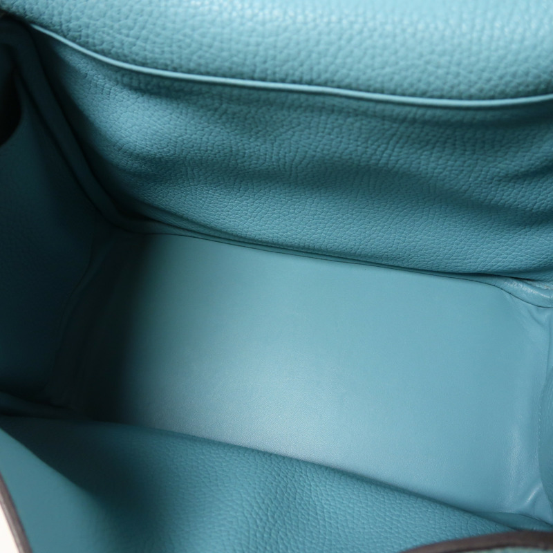 HERMES Clemence皮革Lindy 26銀扣手挽肩背兩用袋Blue Atoll-4