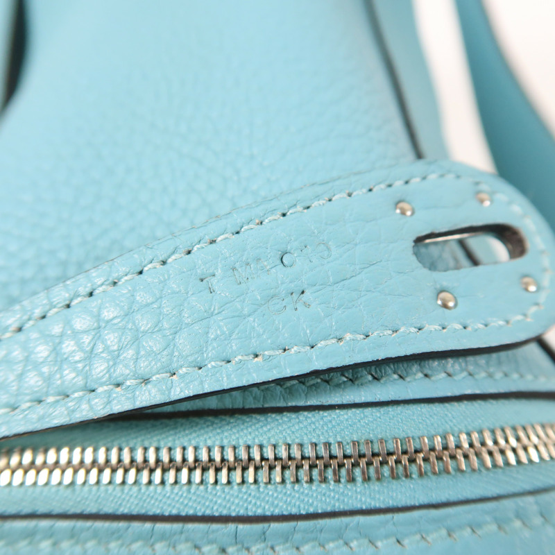 HERMES Clemence皮革Lindy 26銀扣手挽肩背兩用袋Blue Atoll-8