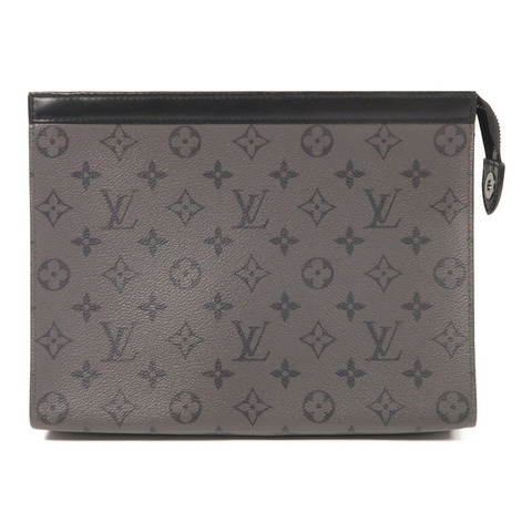 LOUIS VUITTON Monogram Eclipse Pochette Voyage MM銀扣手拿包