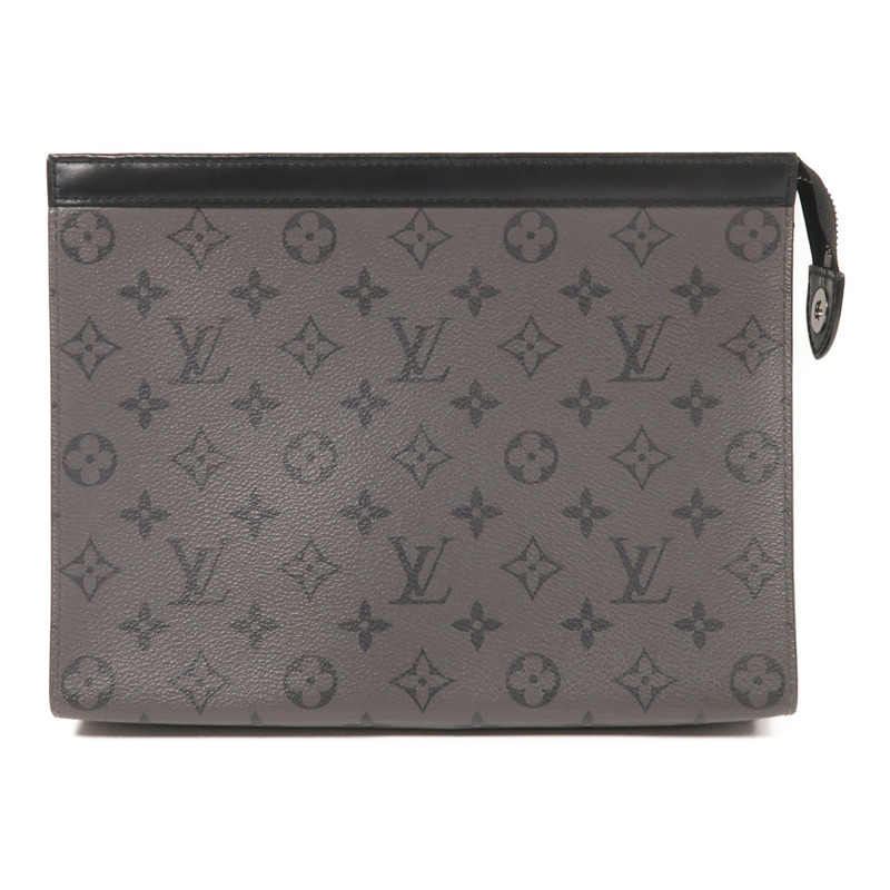 LOUIS VUITTON Monogram Eclipse Pochette Voyage MM銀扣手拿包-0