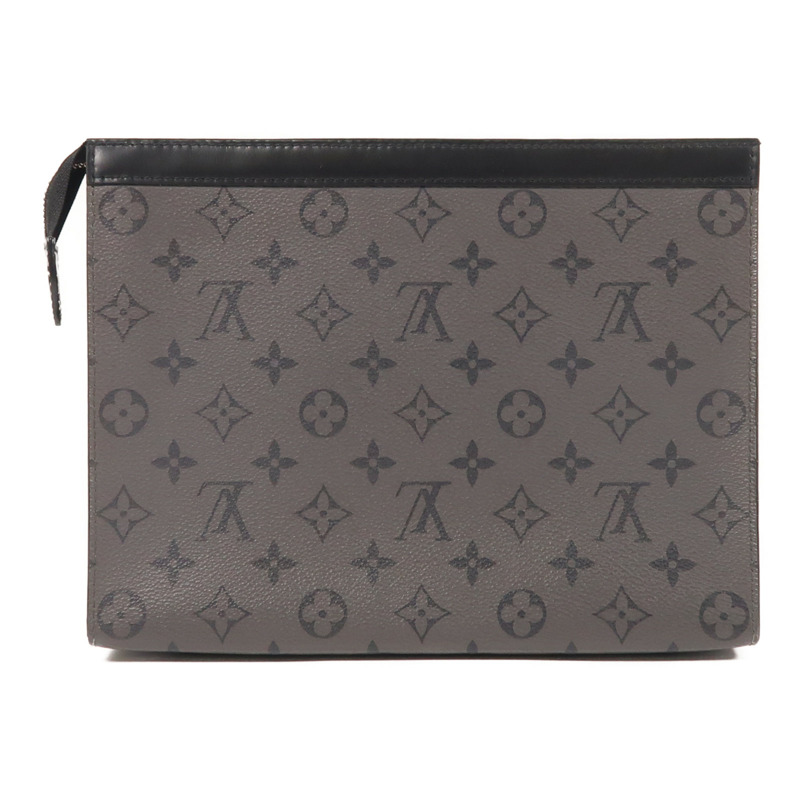 LOUIS VUITTON Monogram Eclipse Pochette Voyage MM銀扣手拿包-1