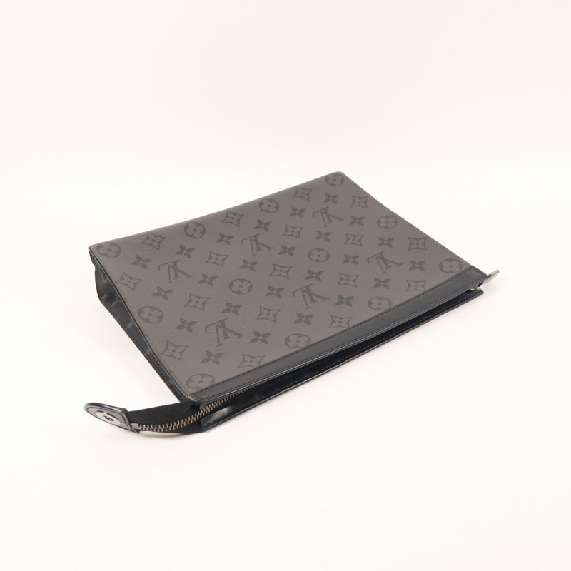 LOUIS VUITTON Monogram Eclipse Pochette Voyage MM銀扣手拿包-7