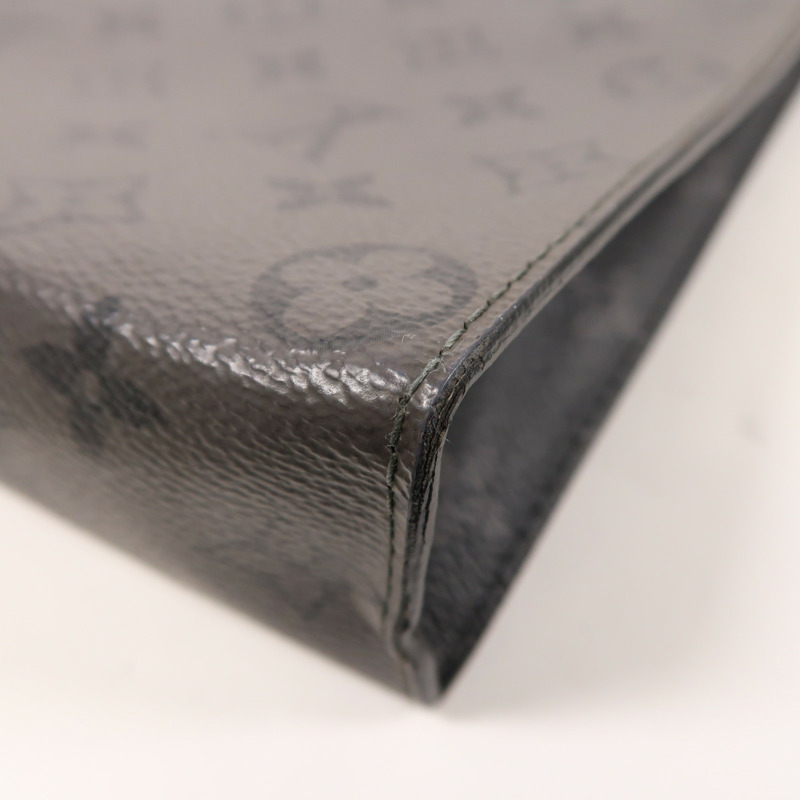 LOUIS VUITTON Monogram Eclipse Pochette Voyage MM銀扣手拿包-10