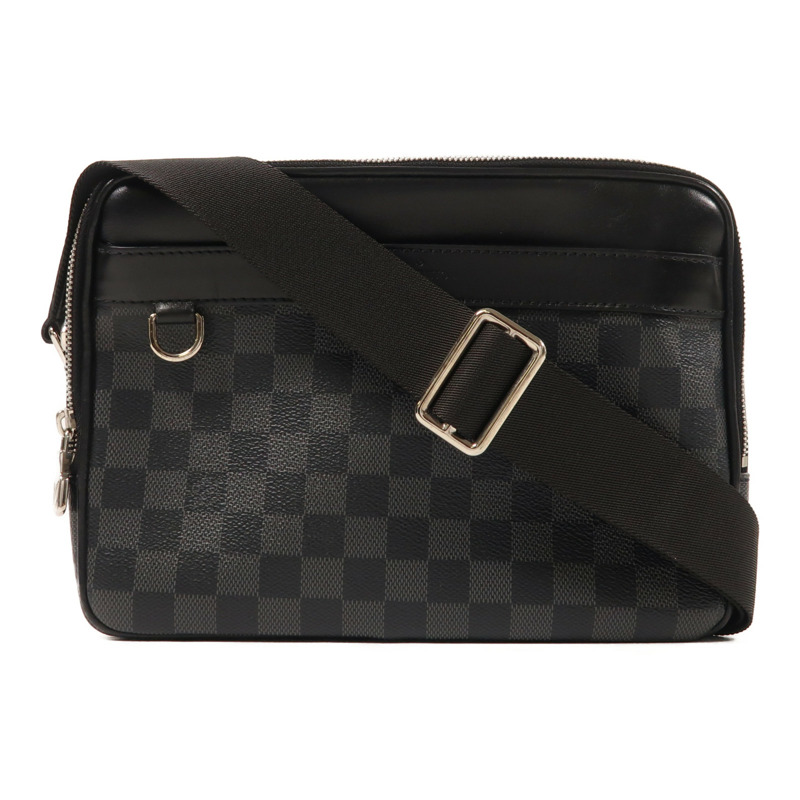 LOUIS VUITTON Damier Graphite Trocadero Messenger MM銀扣肩背袋-0
