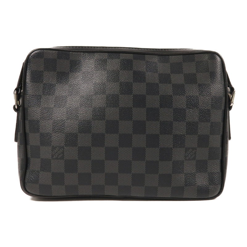 LOUIS VUITTON Damier Graphite Trocadero Messenger MM銀扣肩背袋-1