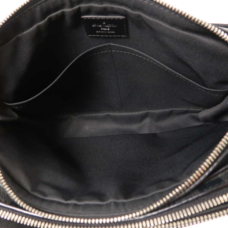 LOUIS VUITTON Damier Graphite Trocadero Messenger MM銀扣肩背袋-5