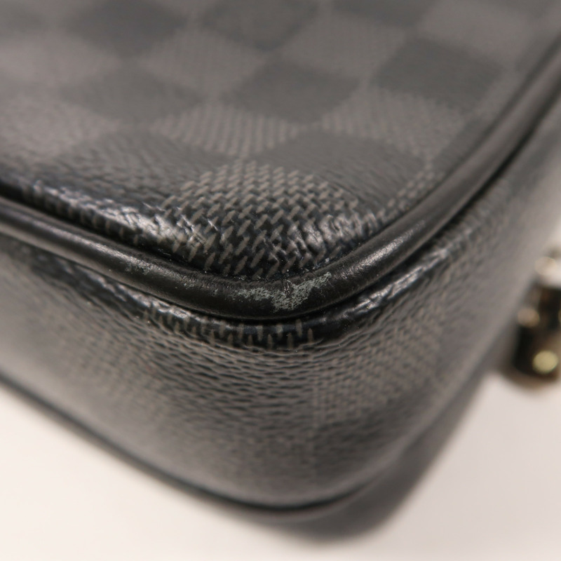 LOUIS VUITTON Damier Graphite Trocadero Messenger MM銀扣肩背袋-11