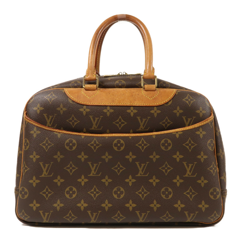 LOUIS VUITTON Monogram Deauville金扣手挽袋棕色-0