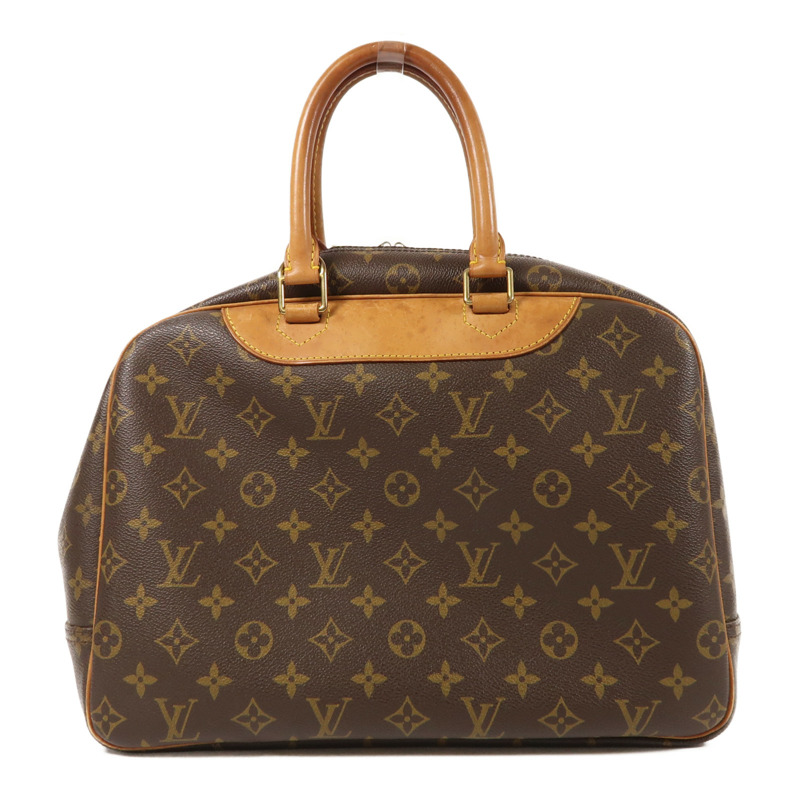 LOUIS VUITTON Monogram Deauville金扣手挽袋棕色-1