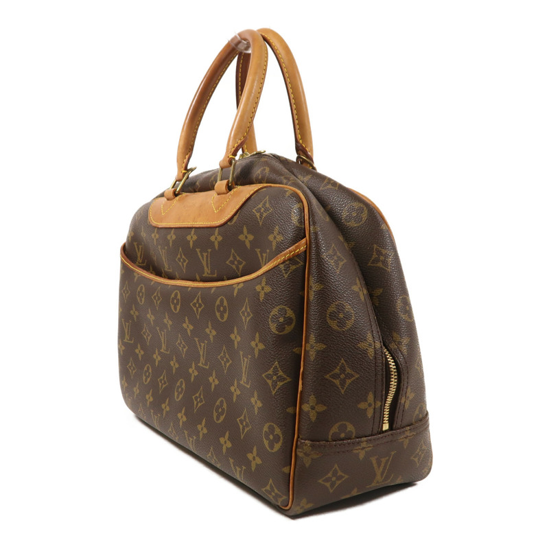 LOUIS VUITTON Monogram Deauville金扣手挽袋棕色-2