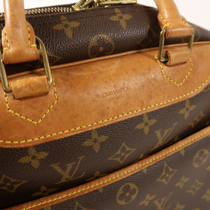 LOUIS VUITTON Monogram Deauville金扣手挽袋棕色-13