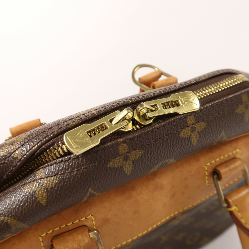 LOUIS VUITTON Monogram Deauville金扣手挽袋棕色-15