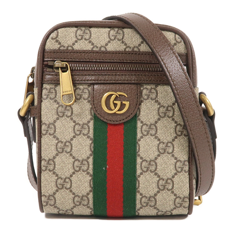 GUCCI 塗層帆布Ophidia GG金扣肩背袋-0