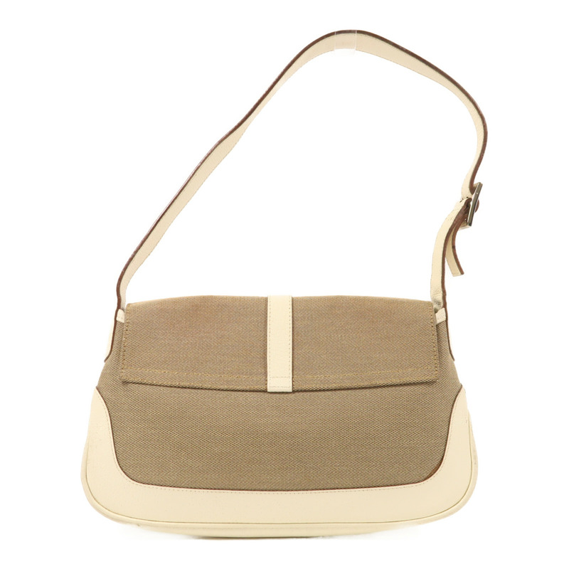 GUCCI 帆布/牛皮皮革Jackie銀扣肩背袋-1