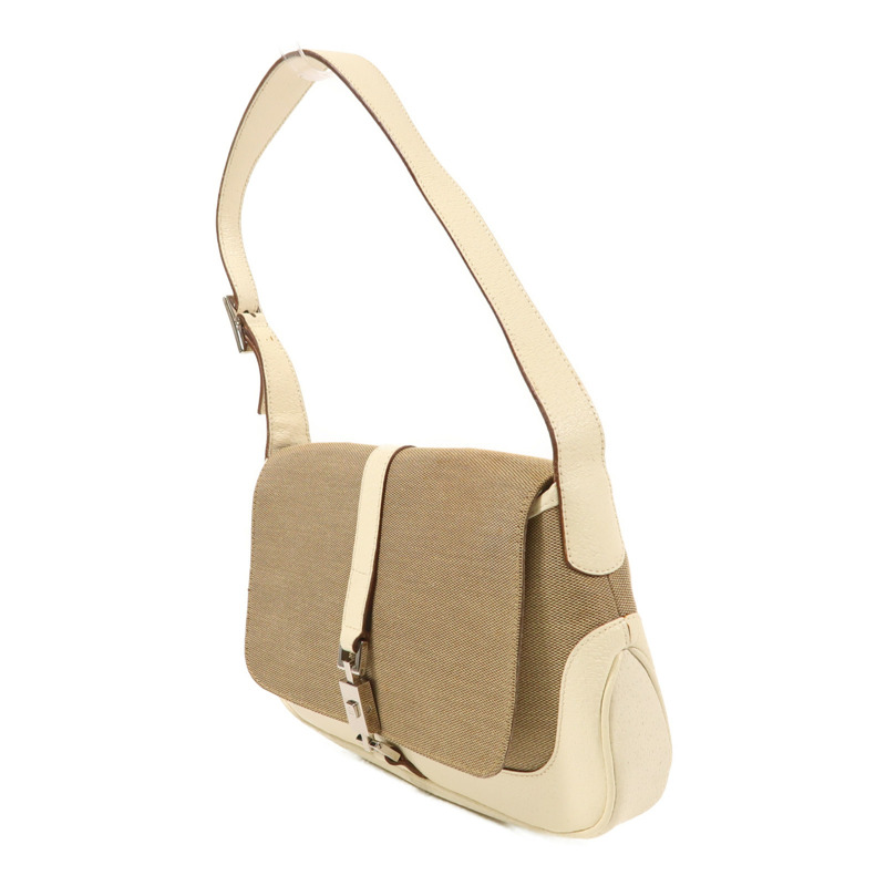 GUCCI 帆布/牛皮皮革Jackie銀扣肩背袋-2