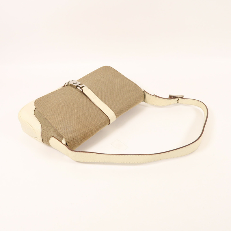 GUCCI 帆布/牛皮皮革Jackie銀扣肩背袋-7