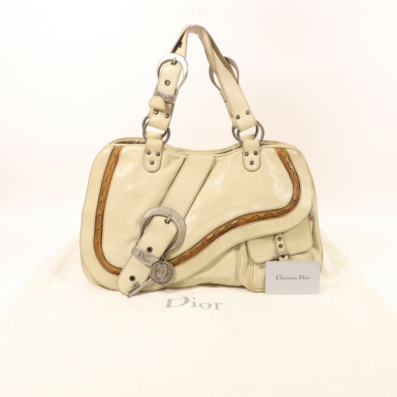 Dior 牛皮皮革Gaucho銀扣手挽袋-10